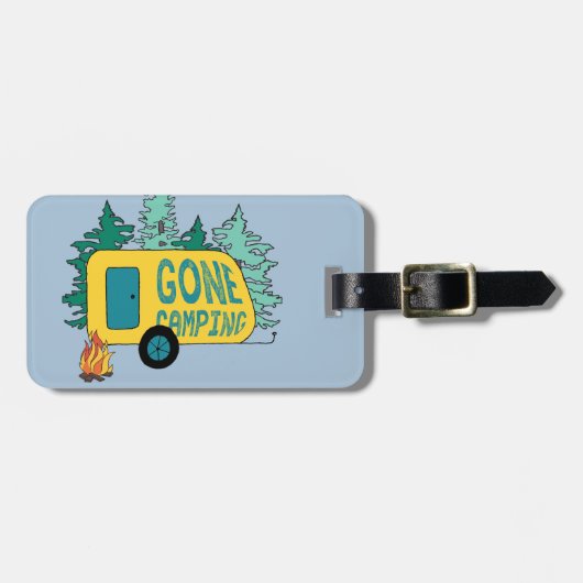 ゴーキャンピングサマーキャンプクリップアートハッピートレイルキャンプ ラゲッジタグ (正面横)
