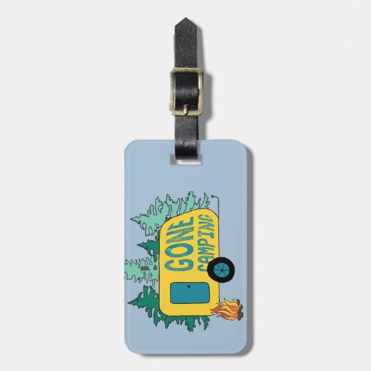 ゴーキャンピングサマーキャンプクリップアートハッピートレイルキャンプ ラゲッジタグ (正面縦)