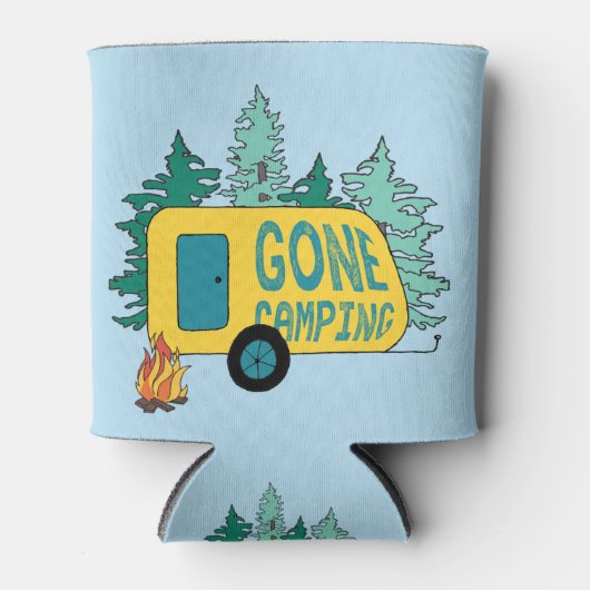 ゴーキャンピングサマーキャンプクリップアートハッピートレイルキャンプ 缶クーラー (正面)