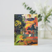 ゴーギャンの風景と孔雀はがき ポストカード (スタンド正面)