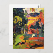 ゴーギャンの風景と孔雀はがき ポストカード (正面/裏面)