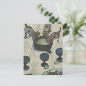 ゴーギャンヴィンテージ3匹の子犬たちとの静物生活 ポストカード (スタンド正面)