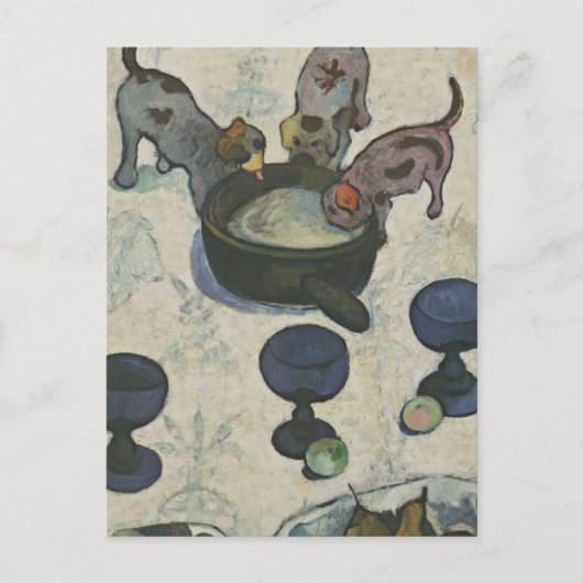 ゴーギャンヴィンテージ3匹の子犬たちとの静物生活 ポストカード (正面)