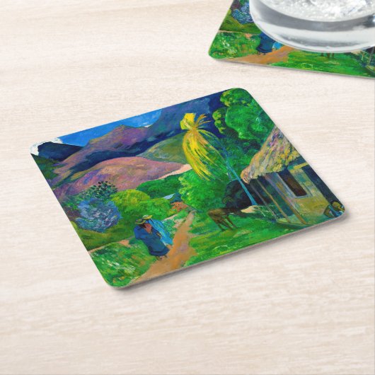 ゴーギャン・タヒチの道 スクエアペーパーコースター (アングル)