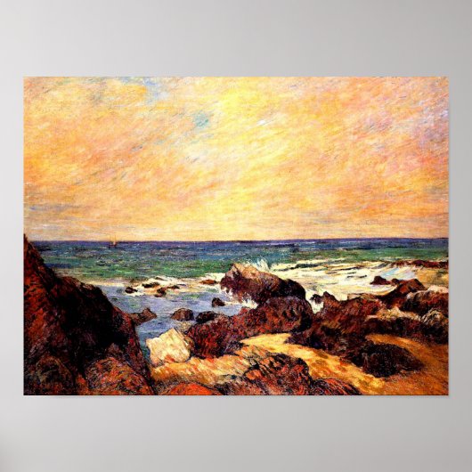 ゴーギャン – 岩と海、有名な絵画もの。 ポスター (正面)