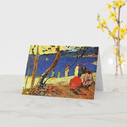 ゴーギャン – 海岸 カード (黄色い花)