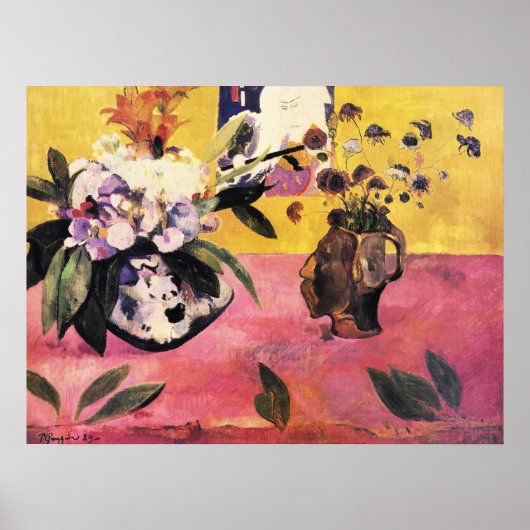 ゴーギャン 静物 頭部花瓶 日本の木版画アート ポスター (正面)