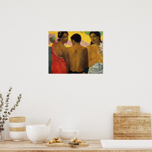 ゴーギャン – 1899年のタヒティア3人 ポスター (キッチン)
