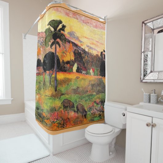 ゴーギン – こ来このRoad in Tahiti Shower Curtain シャワーカーテン (インサイチュ)