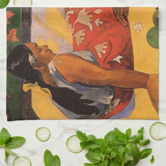 ゴーグインフランスのポリネシアタヒチ女子絵画ズ キッチンタオル (折り畳み)