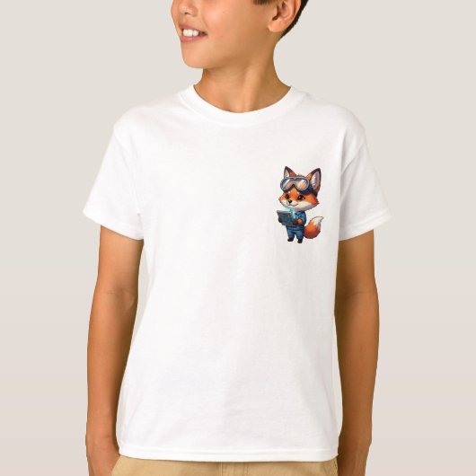 ゴーグルをかけたテクノロジーフォックスの子供服 Tシャツ (正面)