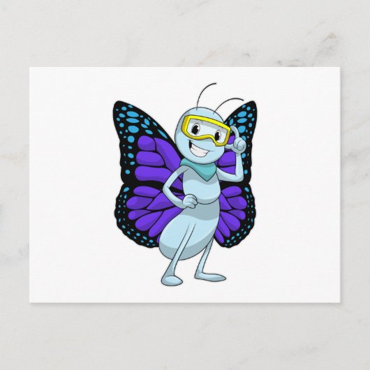ゴーグルをつけた蝶 ポストカード (正面)