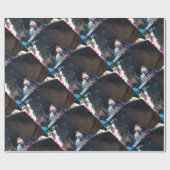 ゴーグルを付けたダークブラウンのアラビア馬 ラッピングペーパー (フラット)