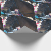 ゴーグルを付けたダークブラウンのアラビア馬 ラッピングペーパー (角)