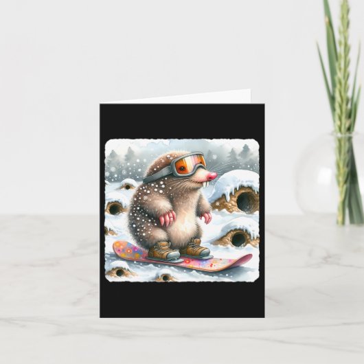 ゴーグル付きモグラのスノーボード。スノーボード用スノーボード カード (正面)