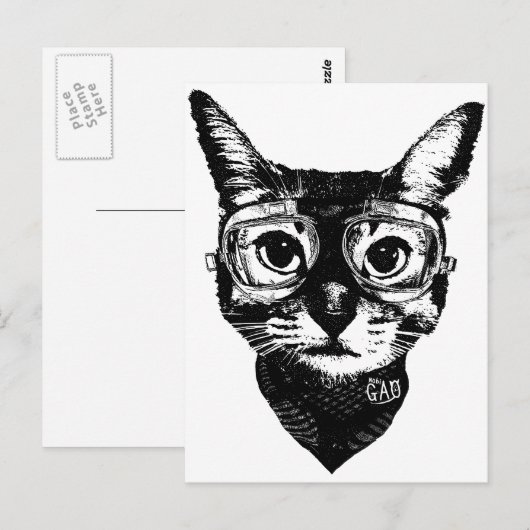 ゴーグル猫 ポストカード (正面/裏面)