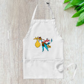 ゴーグル飛んでいるとベビーバンドル付きのコウノトリ漫画 スタンダードエプロン