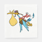 ゴーグル飛んでいるとベビーバンドル付きのコウノトリ漫画 スタンダードランチョンナプキン (正面)
