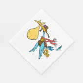 ゴーグル飛んでいるとベビーバンドル付きのコウノトリ漫画 スタンダードランチョンナプキン (角)