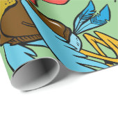 ゴーグル飛んでいるとベビーバンドル付きのコウノトリ漫画 ラッピングペーパー (ロールコーナー)