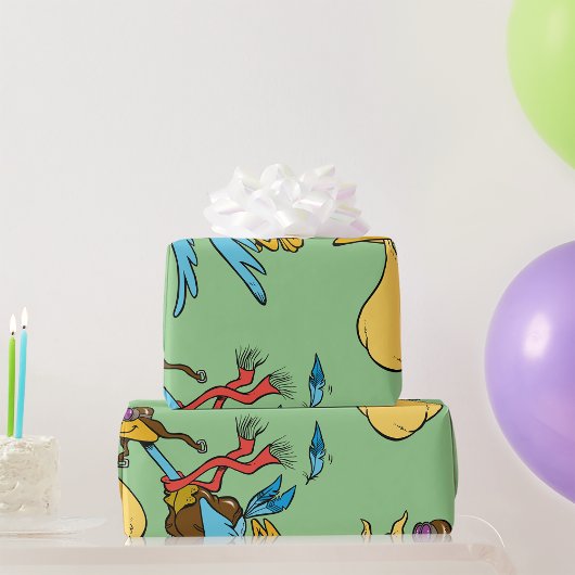 ゴーグル飛んでいるとベビーバンドル付きのコウノトリ漫画 ラッピングペーパー