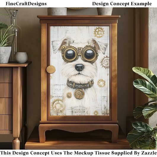 ゴーグルCY4デコページの可愛いスチームパンク白い犬 薄葉紙