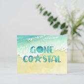 ゴーコースタルウォーター色のビーチ波の移動アナウンス 案内ポストカード (スタンド正面)