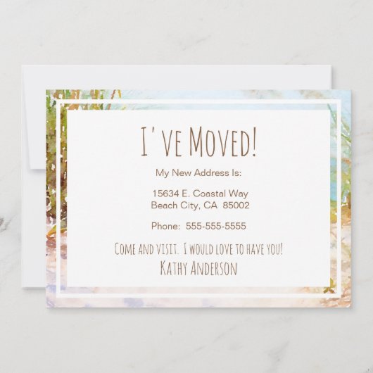 ゴーコースタルウォーター色ビーチ新しいホームアナウンスメント 案内状 (裏面)