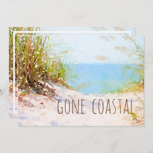 ゴーコースタルウォーター色ビーチ新しいホームアナウンスメント 案内状 (正面/裏面)