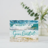 ゴーコースタルニューホームウェーブオンビーチ水彩 案内ポストカード (スタンド正面)