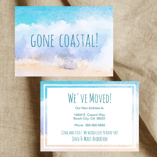 ゴーコースタルニューホームウェーブオンビーチ水彩 案内状