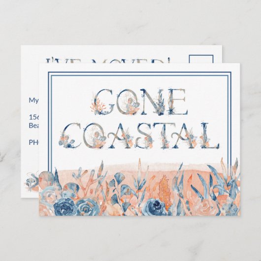 ゴーコースタルブルーコーラルウォーターの色ポストを移動 ポストカード (正面/裏面)
