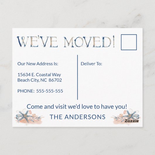 ゴーコースタルブルーコーラルウォーター色引っ越しましたPos ポストカード (裏面)