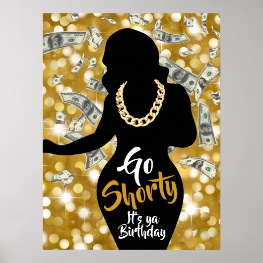 ゴーショーティ90年代の旧学校ヒップホップ誕生日グリッター ポスター (正面)