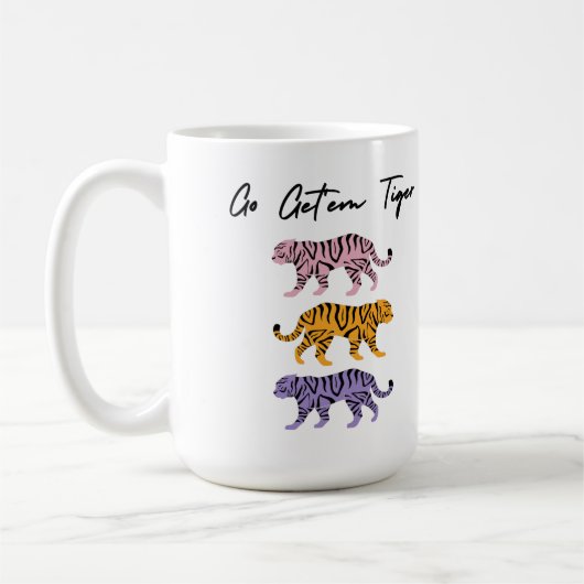 ゴージェムタイガーオレンジピンクパープル感動的 コーヒーマグカップ (左)