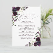 ゴージャスさは不要、ただ愛を紫でカジュアルにウェディング 招待状 (スタンド正面)