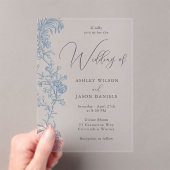 ゴージャスでエレガントなヴィンテージ フラワー ウェディング アクリル招待状 (インサイチュ (ポータブル))