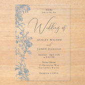 ゴージャスでエレガントなヴィンテージ フラワー ウェディング アクリル招待状 (正面)