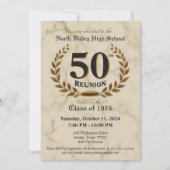 ゴージャスでエレガントな75年卒業生の50周年高校同窓会 招待状 (正面)