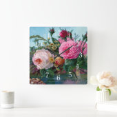 ゴージャスでエレガントバラ スクエア壁時計 (ホーム)