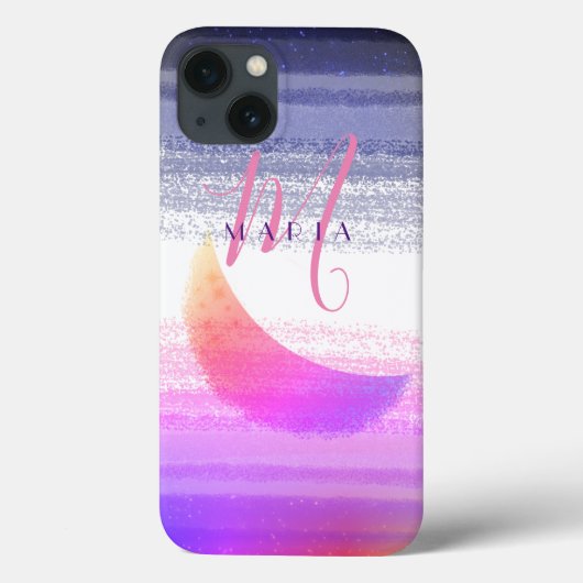 ゴージャスでスタイリッシュなオンブレムーン抽象モノグラム Case-Mate iPhoneケース (裏面)