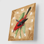 ゴージャスでユニークヴィンテージスタイルレッドバ華美ード スクエア壁時計 (傾斜)