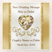 ゴージャスで結婚安い贈り物のアイディアパーソナライズされた。 ガラスコースター (正面)