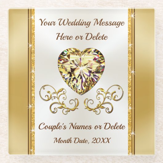 ゴージャスで結婚安い贈り物のアイディアパーソナライズされた。 ガラスコースター (正面)