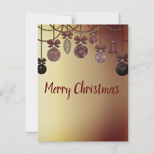 ゴージャスで美しい輝くクリスマスボールHolida シーズンカード (正面)