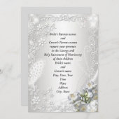 ゴージャスで華麗なセミグロス婚約式招待状 招待状 (正面/裏面)