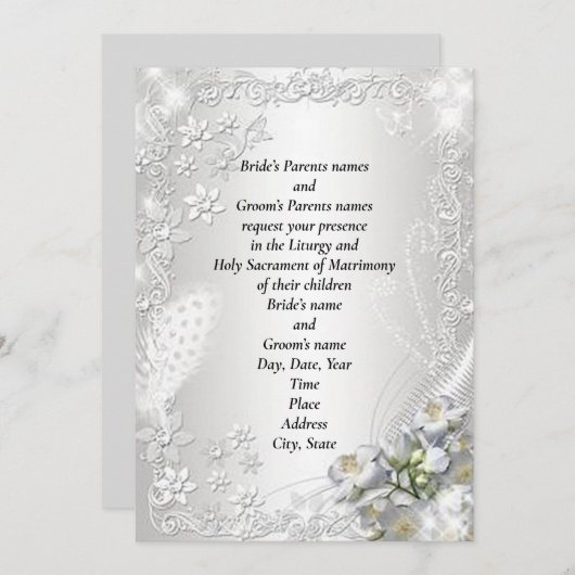 ゴージャスで華麗なセミグロス婚約式招待状 招待状 (正面/裏面)