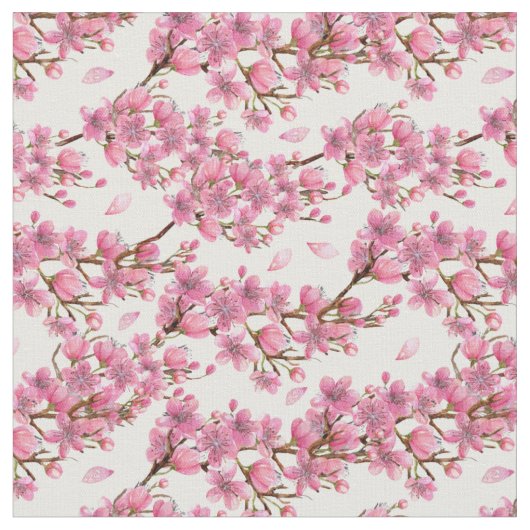 ゴージャスなさくらんぼの花柄 ファブリック (クローズアップ)