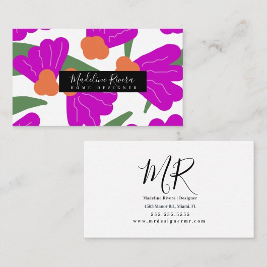 ゴージャスなはっきりしたフローラデザイナー名刺 名刺 (正面/裏面)