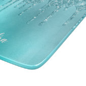 ゴージャスなアクアブルーミント&ターコイズグリッター カッティングボード (角)
